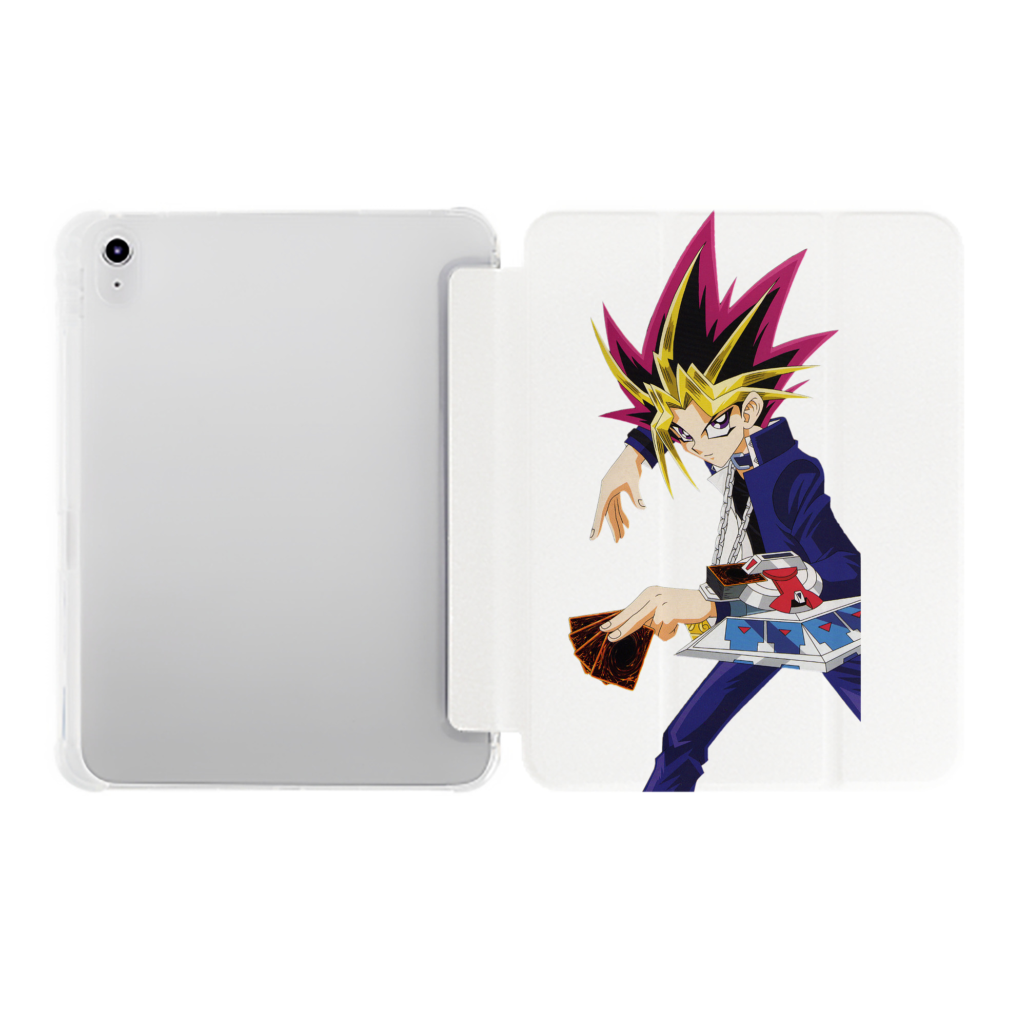 （画像用） 遊☆戯☆王 Yu-Gi-Oh! IPad ケース ペン収納付き 三つ折りスタンド PUレザー×シリコン 対応機種9.5/10.5/10.9インチ